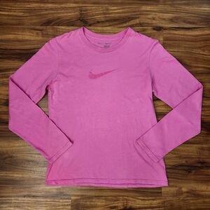 Nike Pink Logo Long Sleeve Shirt Size Large (12-14)